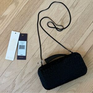 $238 Vince Camuto Signature limited edition black horn clutch leather haircalf